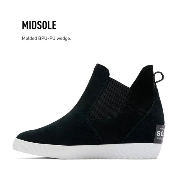 Sorel Women's 5 Out N About Slip-On Wedge Bootie Black White Waterproof Size 8 - Picture 10 of 11